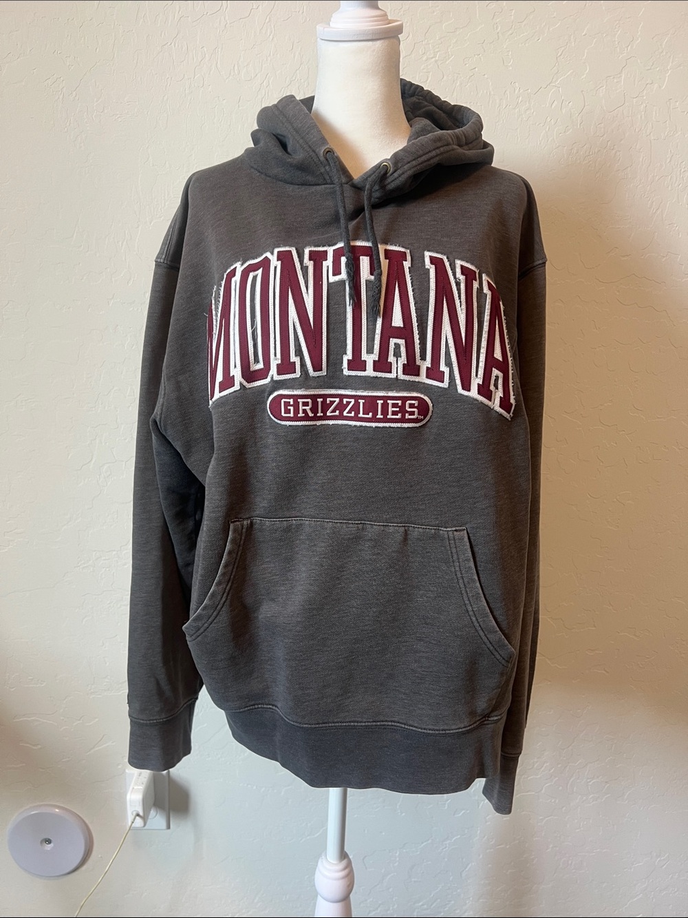 Vintage Jansport University of Montana Grizzlies Grey Hoodie Sweatshirt Large